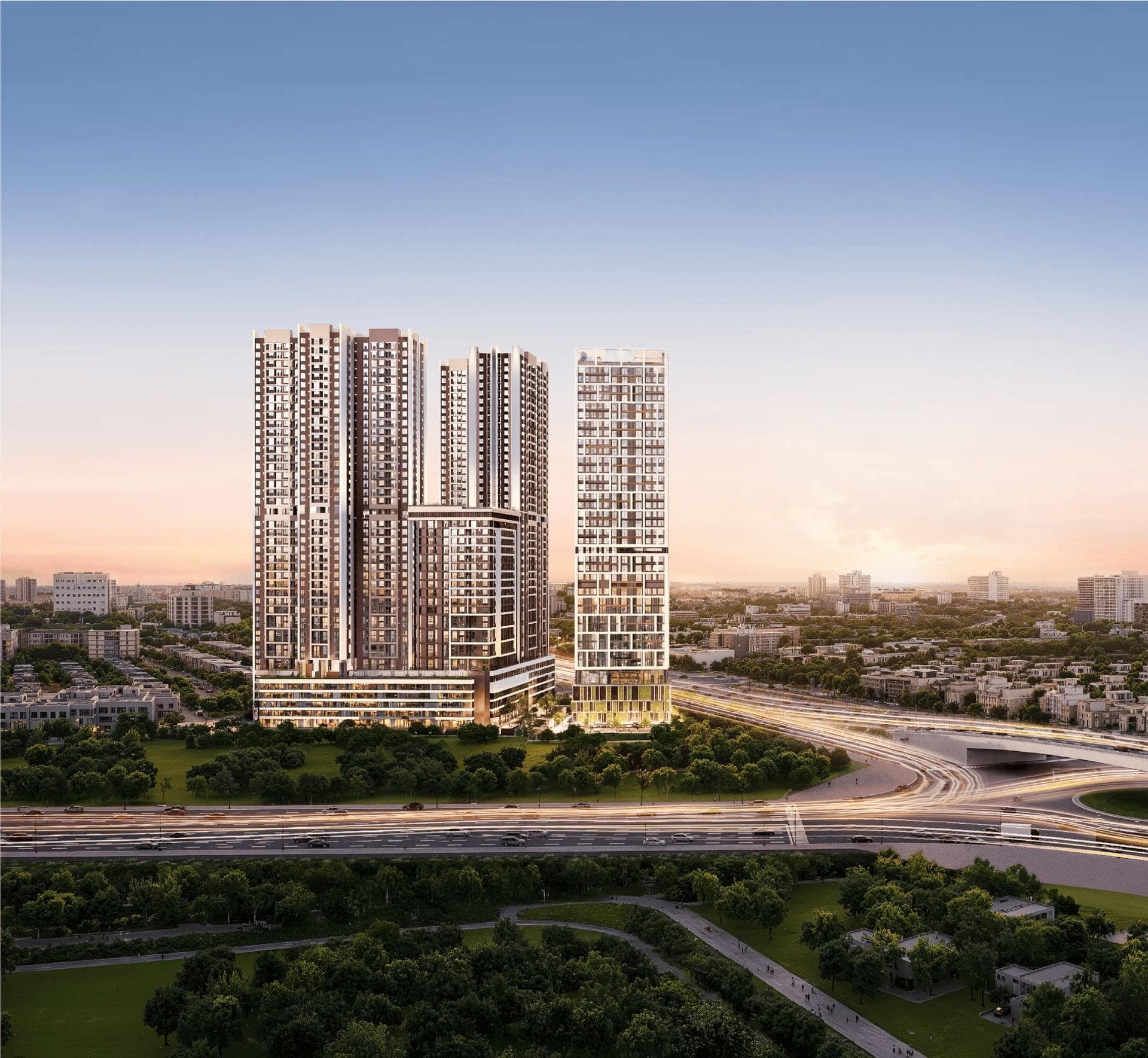 Modern cityscape with high-rise buildings