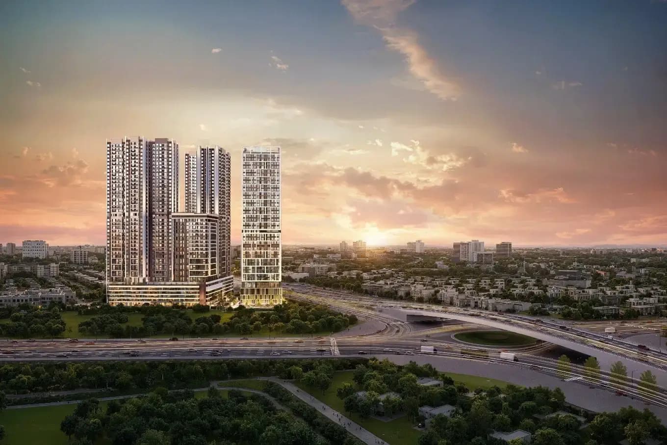 Modern cityscape with high-rise buildings