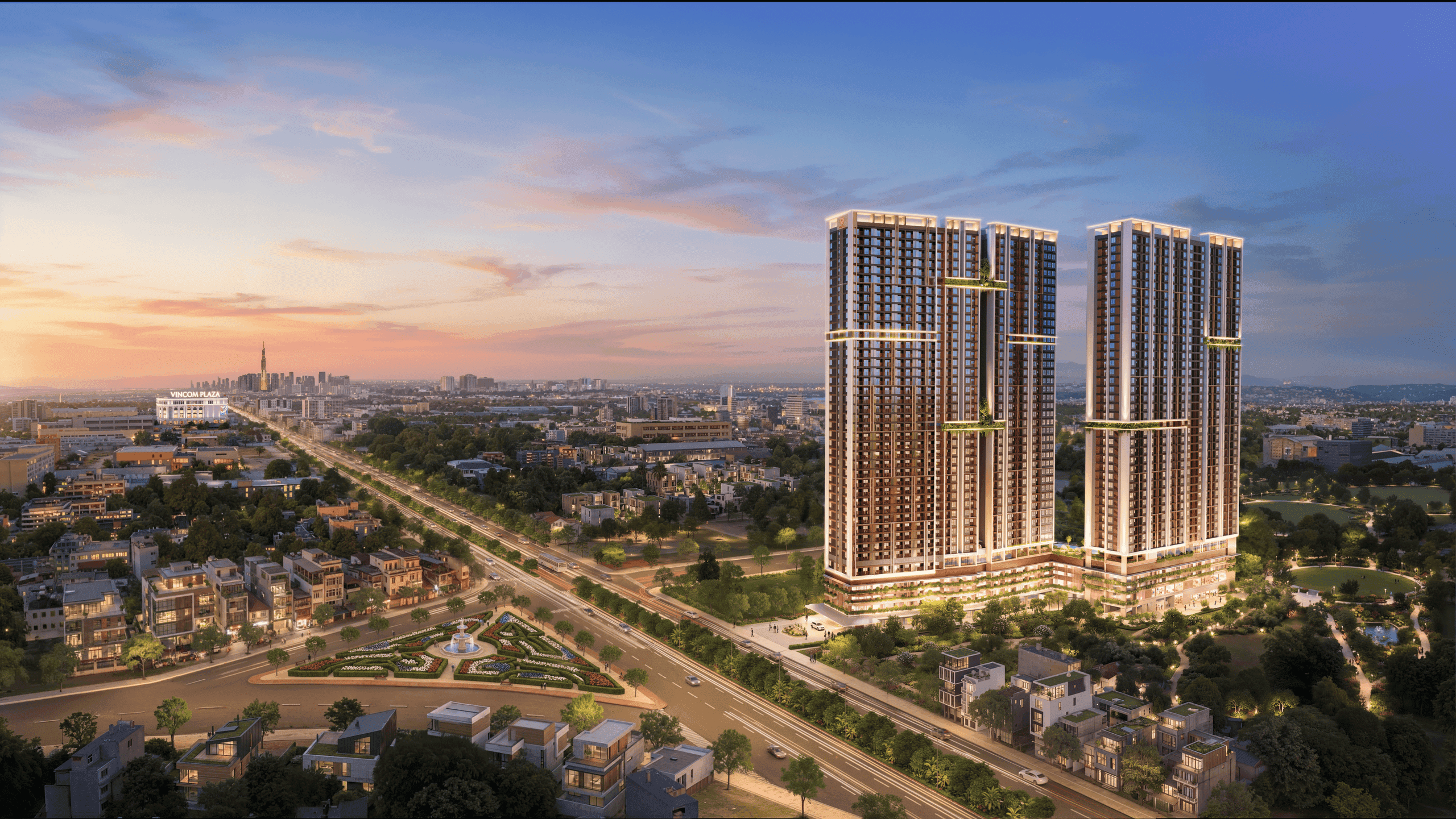 Modern cityscape with high-rise buildings